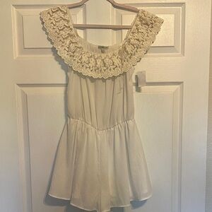Charlotte Russe Cream Lace Romper